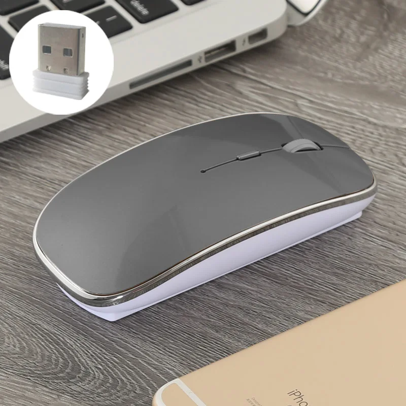 2.4 ГГц Мышь Беспроводной Перезаряжаемые USB Мышь эргономичный бесшумный ПК мини-ноутбук Тетрадь Мышь для Оконные рамы/ mac OS - Цвет: Gray Mouse