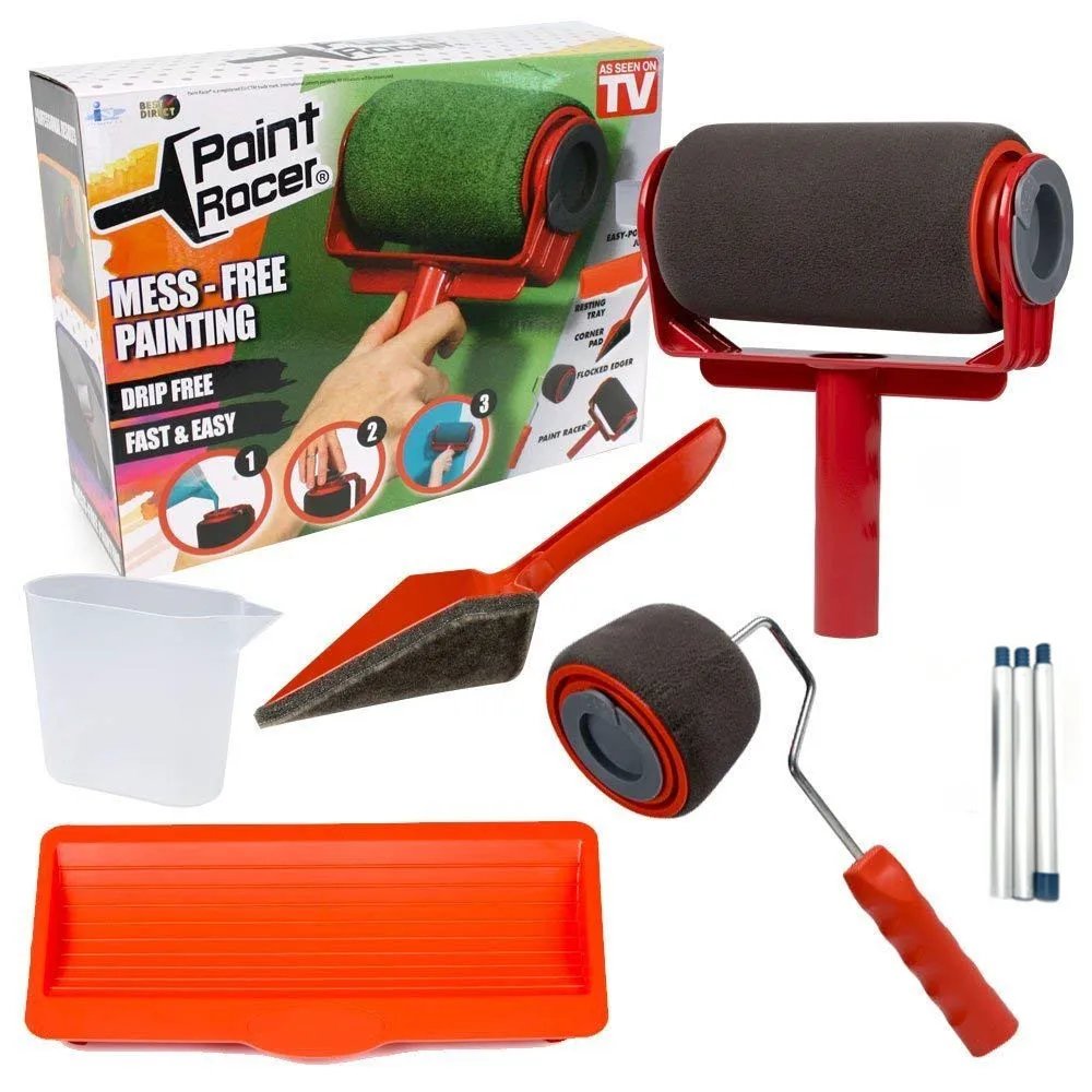 8 Pcs Paint Runner Pro Roller Brush Handle Tool Flocked Edger Office