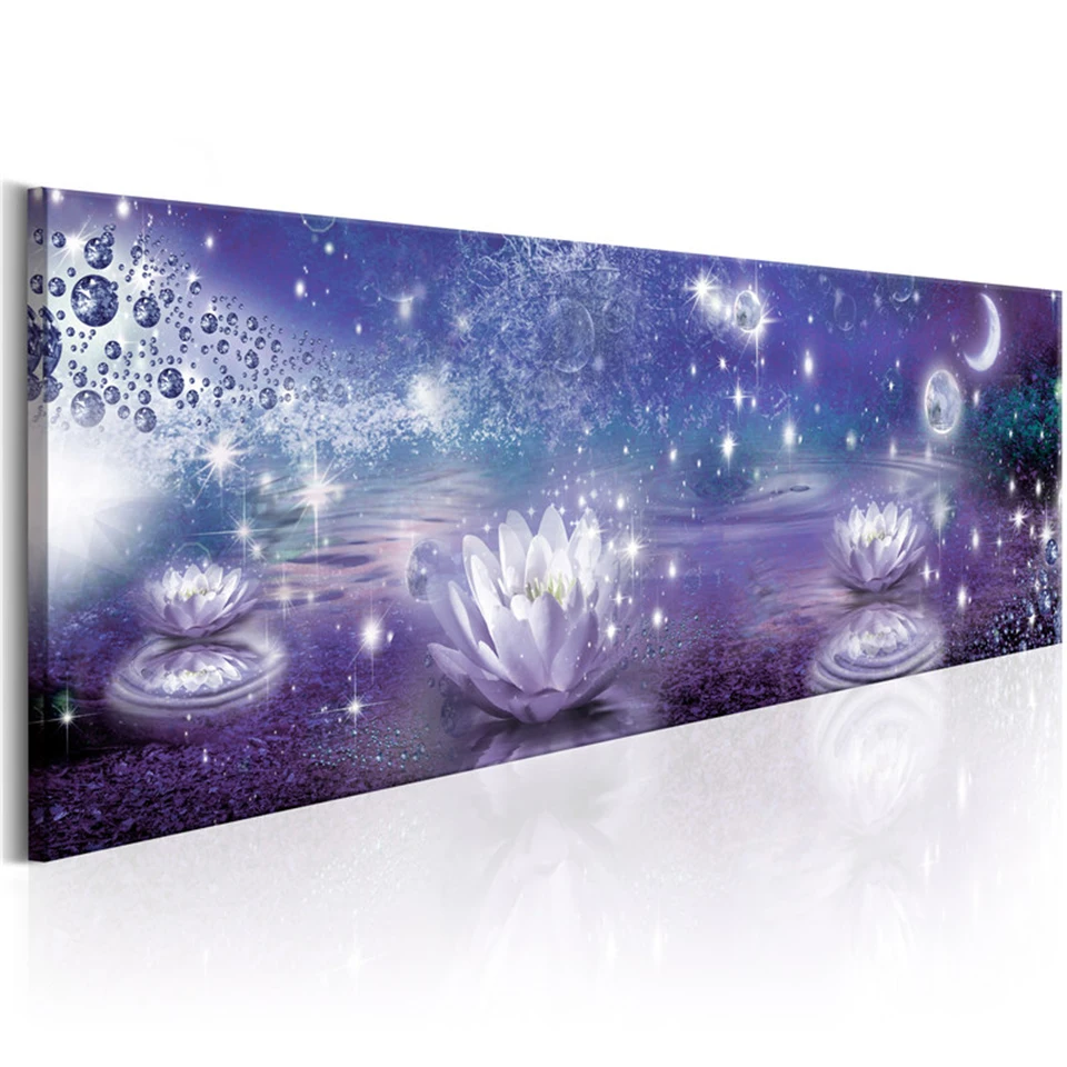 Lotus-Flowers-Wall-Art-Moon-Prints-Aquatic-Plants-Poster-Bright-Abstract-Canvas-Painting-for-Living-Room (2)