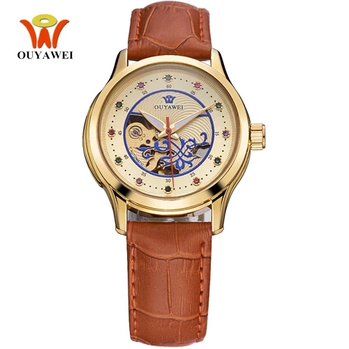 Montre Femme OYW модные женские часы механические с автоматическим механизмом наручные часы полностью стальной ремешок женские механические часы Relogio - Цвет: Gold
