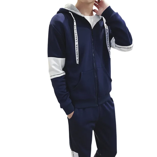 Men Sweat Suit Set 2018 Autumn Winter Fashion Hoodies Jacket+Pants