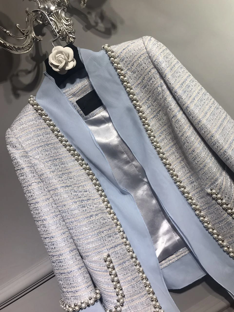 Taille La Mode De Raffinement Chaquetas Perles Spliced Incroyable Mujer ChaquetasTweed 6xl Veste Élégantes Plus Casaco5xl VesteFemmes dhtsrQ
