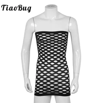

TiaoBug Men Adult Underwear Skinny Sissy Lingerie Stretchy Hollow Tights Tops Pantyhose Hot Sexy Bodystockings Costume Nightwear
