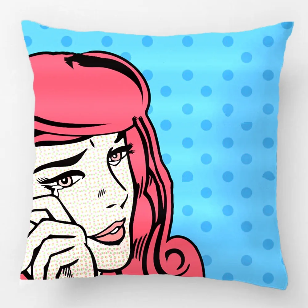Crying Girl Pop Art Pillows Wedding Decorative Cushion Cover Pillow