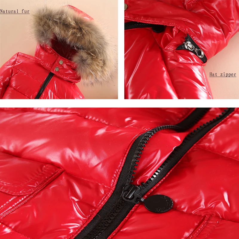 Winter Children Down Suit Long Zipper Solid White Duck Down Boys Girls Down Jackets Thickening Jacket + Pants Two piece Clothes