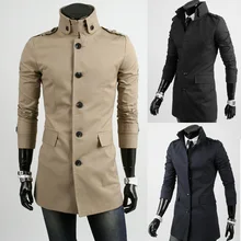 Для мужчин s Тренч куртка осень-зима модная однобортная куртка с воротником-стойкой Для мужчин бутик Тренч
