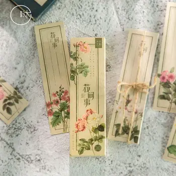

30 Pcs/Set Retro Plant Flower Paper Bookmark Cartoon Book Holder Message Card Gift Stationery