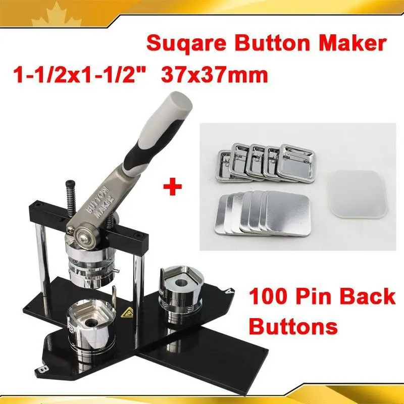 NEW Professional N4 Square 37x37mm Badge Button Maker Machine +100 Set