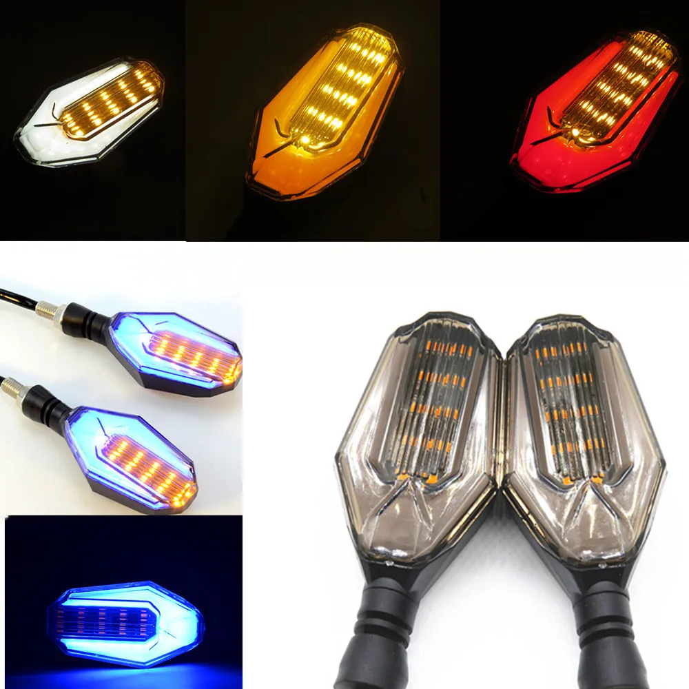 

1 Pair Motorcycle LED Turn Signal Lights Amber Lamp Left Right Signals Indicators Blinkers 3 Wires Universal for Honda Kawasaki