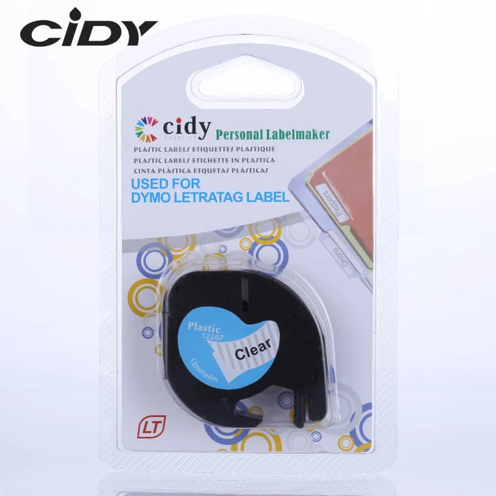 CIDY LT 12267 16951 16952 для совместимый с DYMO 12 мм LT-100H принтер этикеток черный на прозрачном Letretag label ленточная кассета Cartidge - изображение