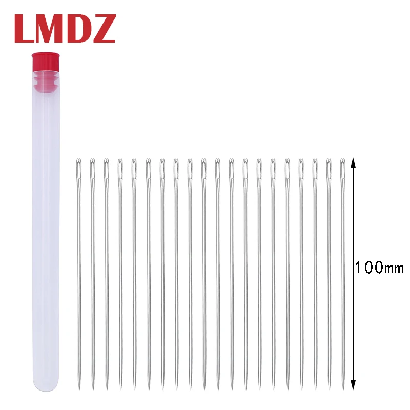 

LMDZ 20pcs 100mm Large-Eye Stitching Needles Hand Sewing Needle for Leather Projects with Clear Bottle Thread Hand Sewing Needle