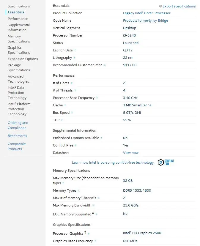 original Intel I3 3240 Processor Dual-Core 3.4GHz LGA 1155 TDP 55W 3MB Cache i3-3240 fastest cpu