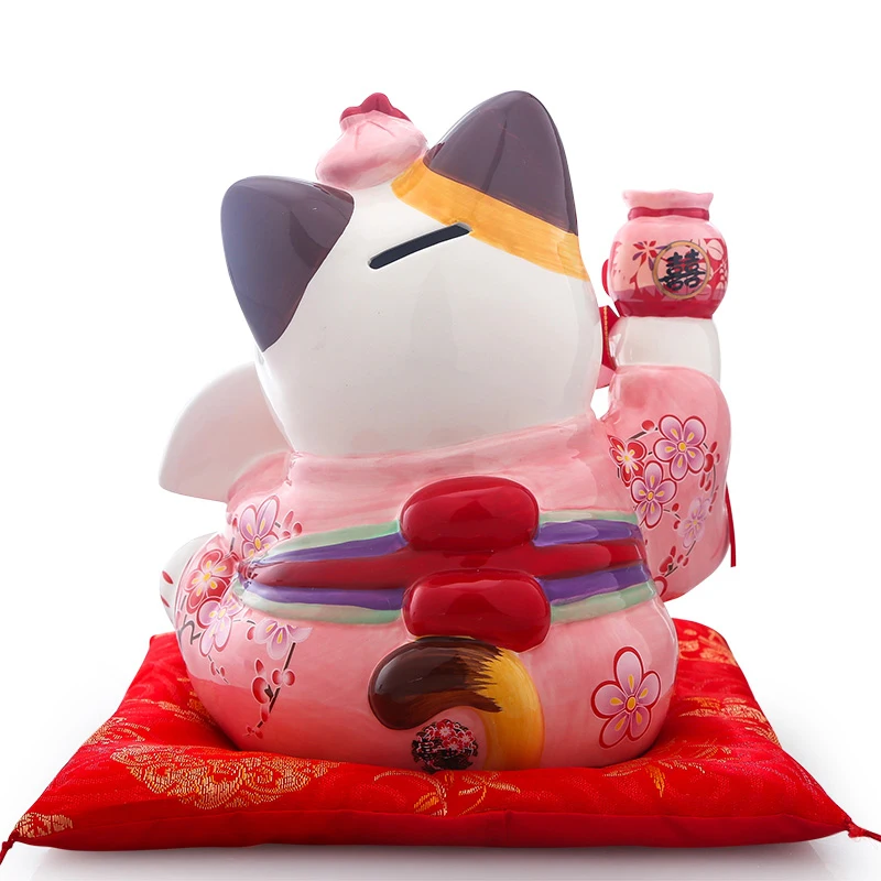 8 дюймов керамика Maneki Neko орнамент Lucky Cat Копилка японская пара Фортуна кошка фэн шуй свадебный подарок центральный