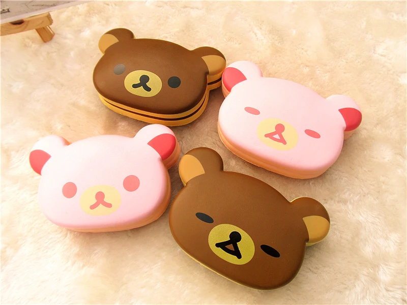 Kuutti Мягкая Милая японская оригинальная упаковка Kawaii мягкая Yummy Rilakkuma кафе сэндвич Медведь Хлеб из полиуретана мягкая игрушка для запястья