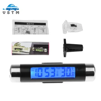 

2in1 Car Digital LCD Temperature Thermometer Clock Car Clock Thermometer Digital Backlight Automotive Thermometer