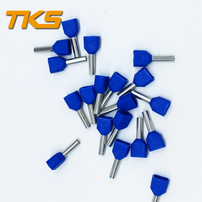 

1000PCS 2x18 AWG Copper TE1008 Cold-press Terminal Pin Double Insulated Terminals For 2 X 1.0mm2 .8mm wire crimp connector