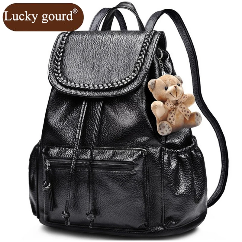 OURCIAO Fashion Women Backpack Drawstring Chain Black Bucket Bag Pu Leather Rucksack Vintage Teenage Girl Bags D256 OURCIAO Fashion Women Backpack Drawstring Chain Black Bucket Bag Pu Leather Rucksack Vintage Teenage Girl Bags D256