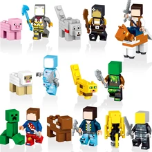 8set/lot My World Zombie Steve Enderman DIY Building Block Action Figures MinecraftED Compatible Legoed toys Boy birthday gift