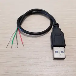 10 шт./лот высокое качество Чистая медь USB 2,0 кабель для передачи данных один мужской адаптер 4Pin хвост пилинг Олово кабель 30 см