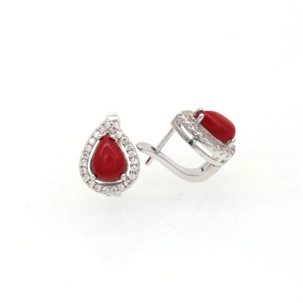 GZJY модные очаровательные капли красный коралл AAA циркон серьги кольцо набор для женщин золотого цвета Свадебная вечеринка ювелирные изделия I03-2