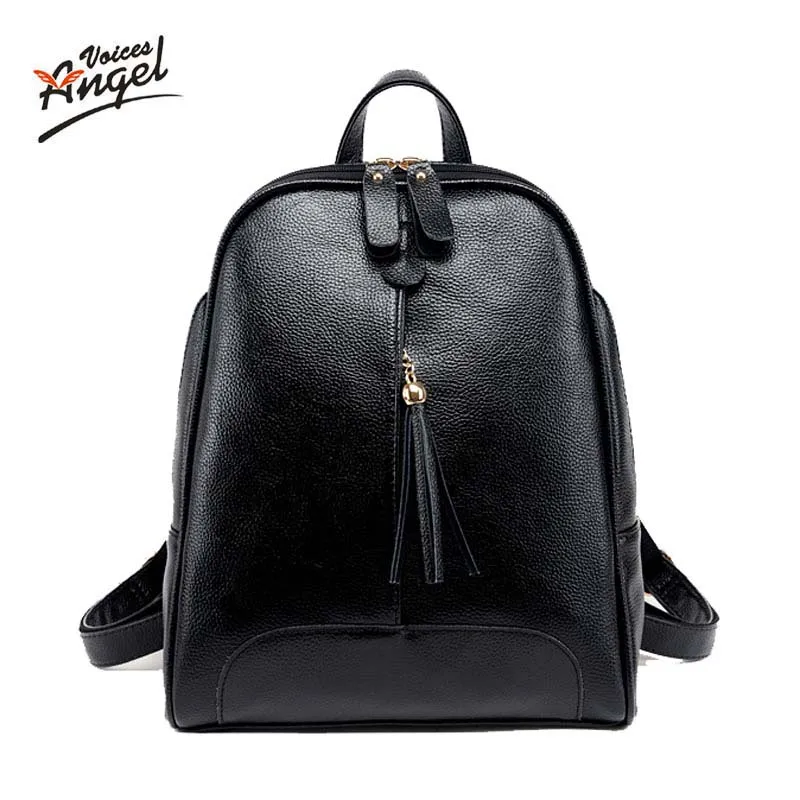 Angel Voices Brand Cowhide Backpack Women 2017 New Fashion Simple Style Genuine Leather Ladies Multifunctio School