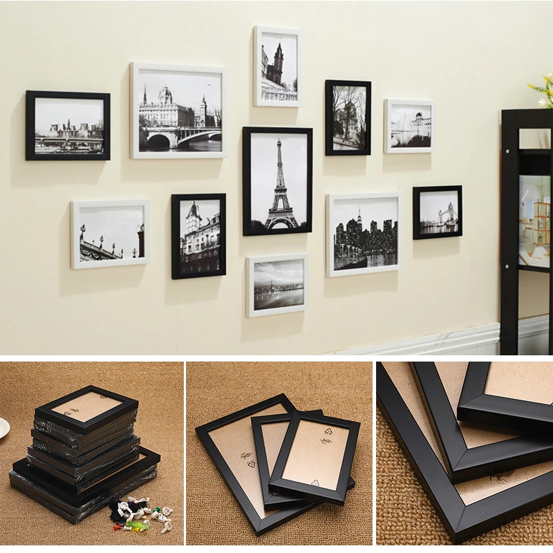 11pcs Set Modern Family Picture Display Wall Hanging Photo Frame Set Art Home Decor Bedroom Living Room Hallway Wall Decoration