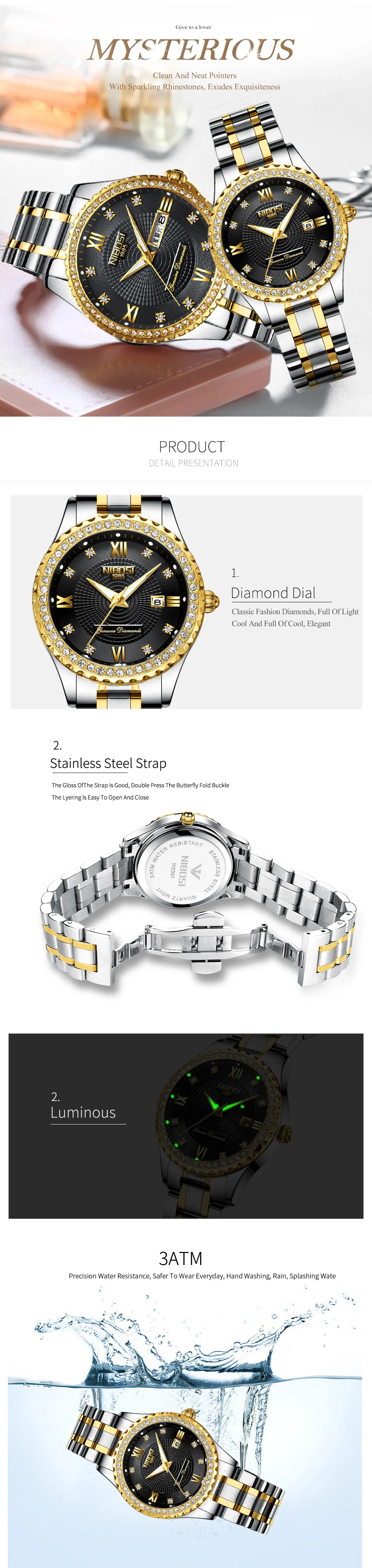 NIBOSI Unisex Lover's Watches Top Brand Luxury Men Watch And Watches Women Waterproof Quartz Wristwatch Lady Clock Crystal (10)