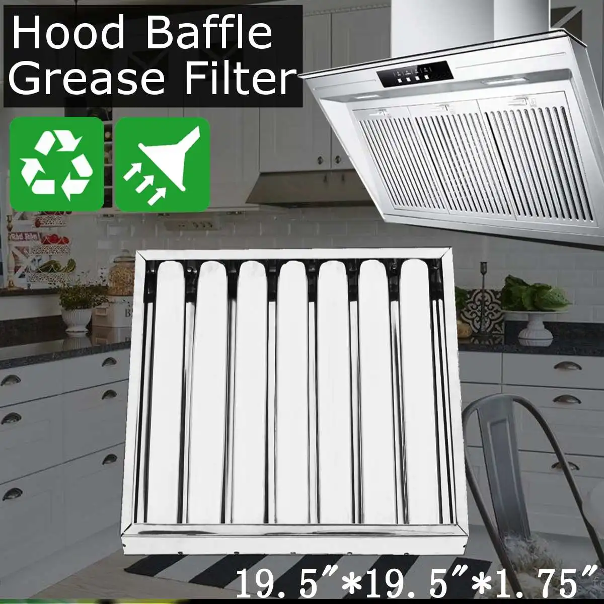 

Stainless Steel Cooker Hood Extractor Fan Grease filter baffle Kitchen Hoods grease filter Clean Pollution Filter Mesh Universal