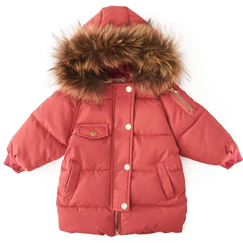 

DFXD High Quality New 2018 Fashion Children Winter Jacket Coat Kids Warm Thick Fur Collar Hooded Long Down Coats 3-6Years