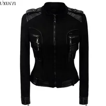 LXUNYI осень зима новые корейские замшевые пальто женские черные тонкие короткие Мотоциклетные Куртки из искусственной кожи Модные женские замшевые пальто