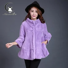 2016 Winter new women Rex hair whole leather cape leisure lady cut flowers fur mink coat