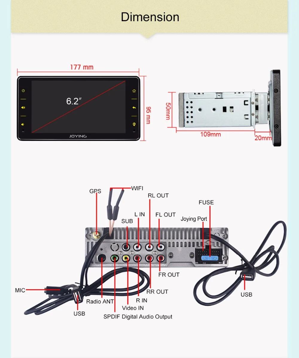 Sale JOYING Offcial radio cassette record 6.2 inch Android 8.1 with free OBD with DSP autoradio HD Screen 2GB Ram GPS Navigation SWC 11
