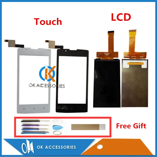 

High Quality For FLY FS401 FS 401 LCD Display Screen+Touch Screen Digitizer Black White Color With Tools Tape