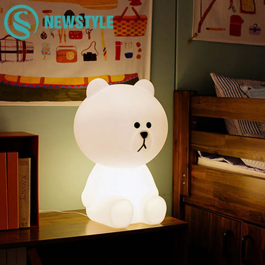 

50cm Brown Bear LED Night Light Rechargeable Children Bedroom Night Lamp for Baby Kids Christmas Gift EU/US Plug