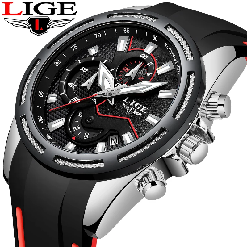  Relogio Masculino LIGE New Sport Watch Men Fashion Brand Luxury Waterproof Military Mens Wristwatch