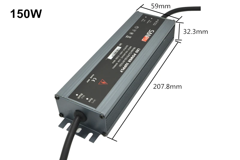 Ультра-тонкий IP67 Водонепроницаемый Питание DC 12V 24V трансформатор освещения 60/100/120/150/200/250/300W Светодиодный драйвер для Светодиодные ленты