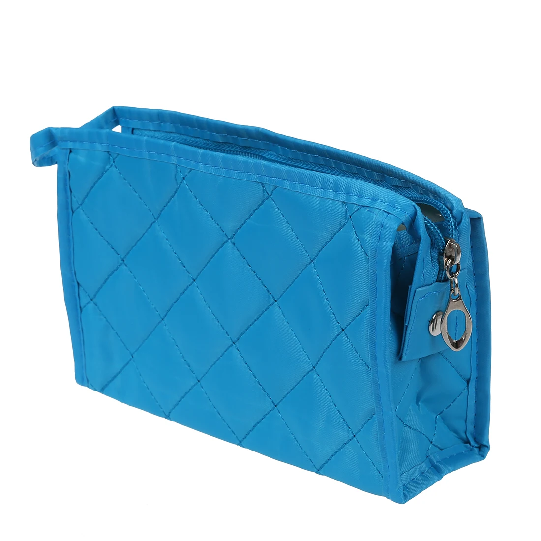 Woman Blue Rectangle Small Zipper Case Makeup Pouch Bagin Cosmetic