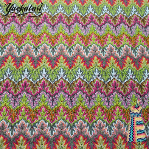 YACKALASI Zig Zag Вязаные кружевные ткани 1 метр для платья волнистые полосатые крючком сетчатые ткани Diy модная ткань кленовый лист 150 см в ширину - Цвет: Color