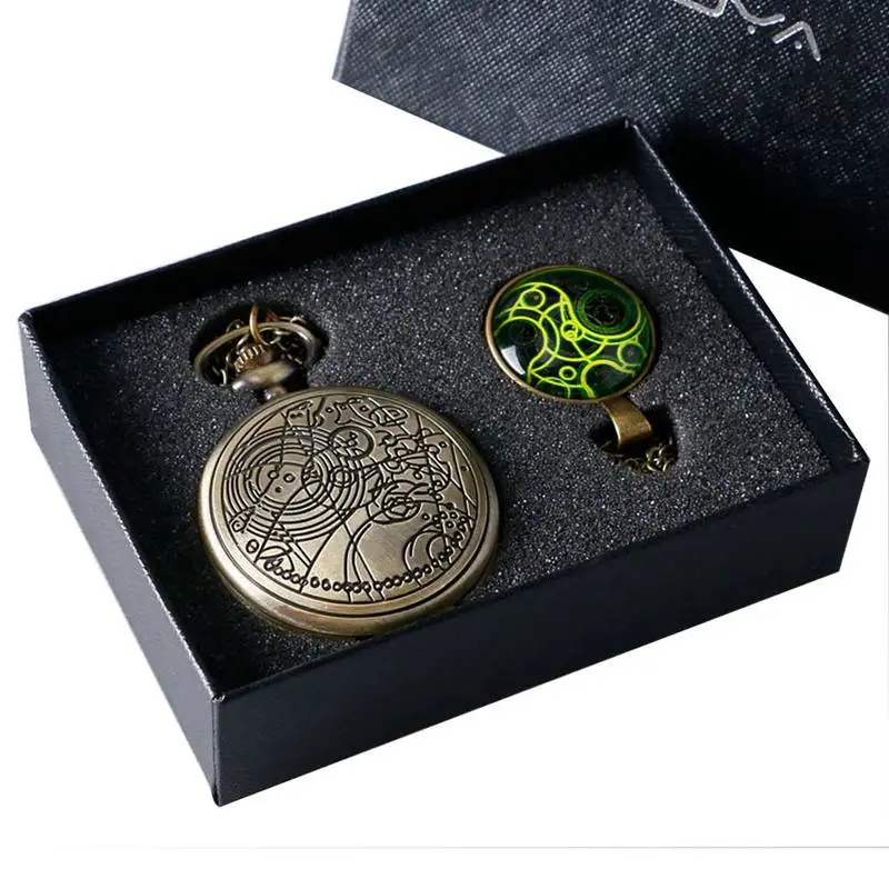 Retro Doctor Who Time Lord Seal Quartz Pocket Watch with Dr. Who Symbols Glass Dome Pendant Necklace Chain Box DAD Top Gifts Set 2018 DAD gifts Father's Day (15)