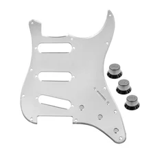 FLEOR srebrne lustro maskownica gitarowa SSS 11 Hole 2T1V gałki do akcesoriów gitara Strat
