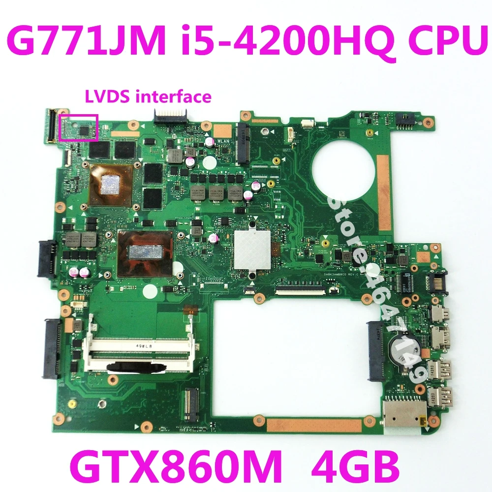  G771JM i5-4200HQ CPU Processor GTX860M 4GB HM86 Mainboard REV 2.0 For ASUS ROG G771 G771J G771JM La