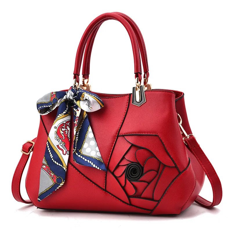 Горячая Распродажа, модная женская сумочка с цветочным принтом, роскошные мягкие кожаные женские сумки через плечо, повседневный клатч, сумка-мессенджер, женские сумки на плечо - Цвет: RED
