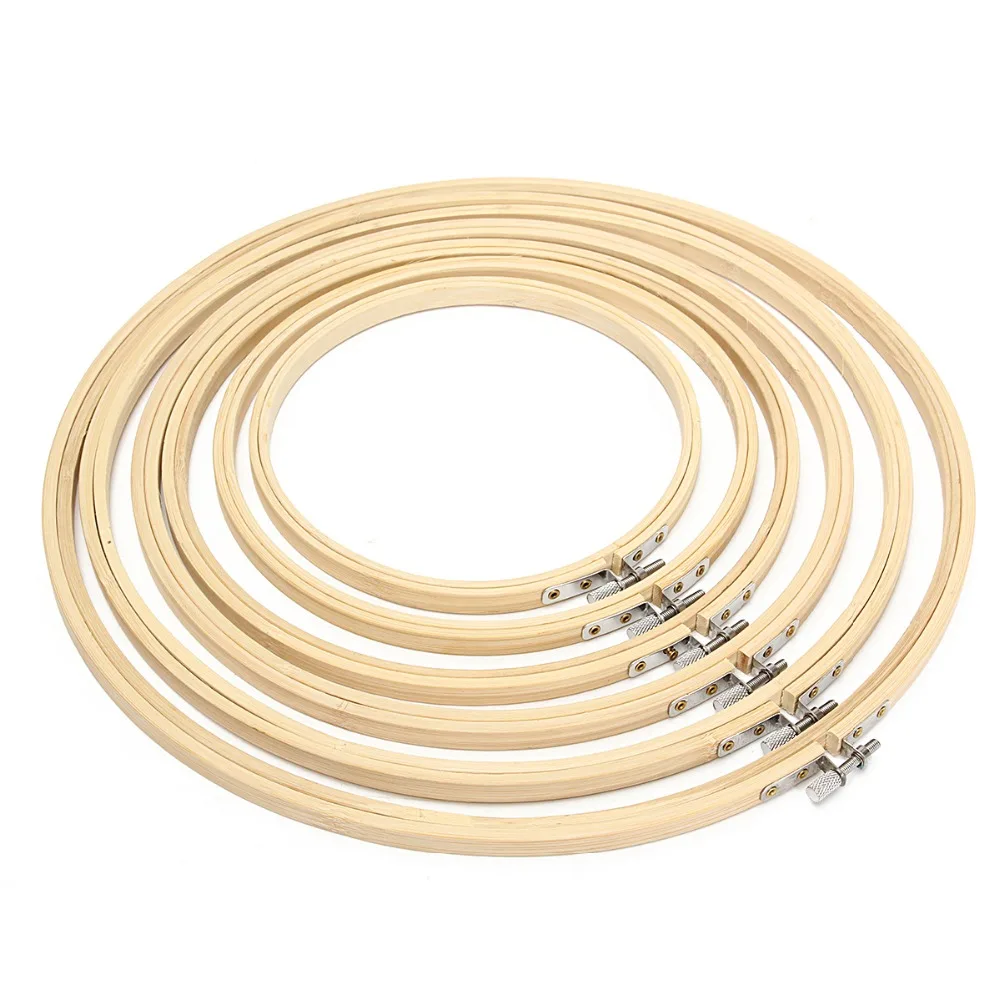 6 Size/set Embroidery Hoops Frame set 17/21/24/27/31/34cm Bamboo Wooden