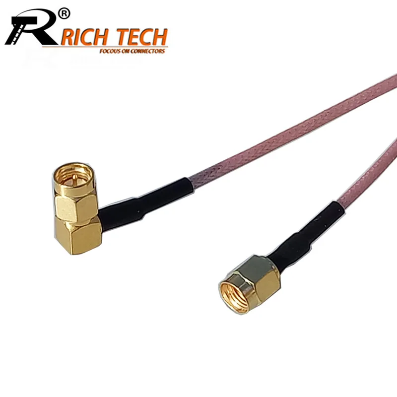 

1PCS RP SMA Male to SMA Right Angle Male Plug Connector RG316 Pigtail Cable Assembly SMA to SMA Cable 15cm 6" RF Coaxial Cable