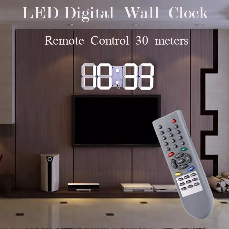 Promotion! Large Led Wall Clock Home Design Show Time Temperature On The Wall In The Living Room Digital Clock for Home Decor (10)