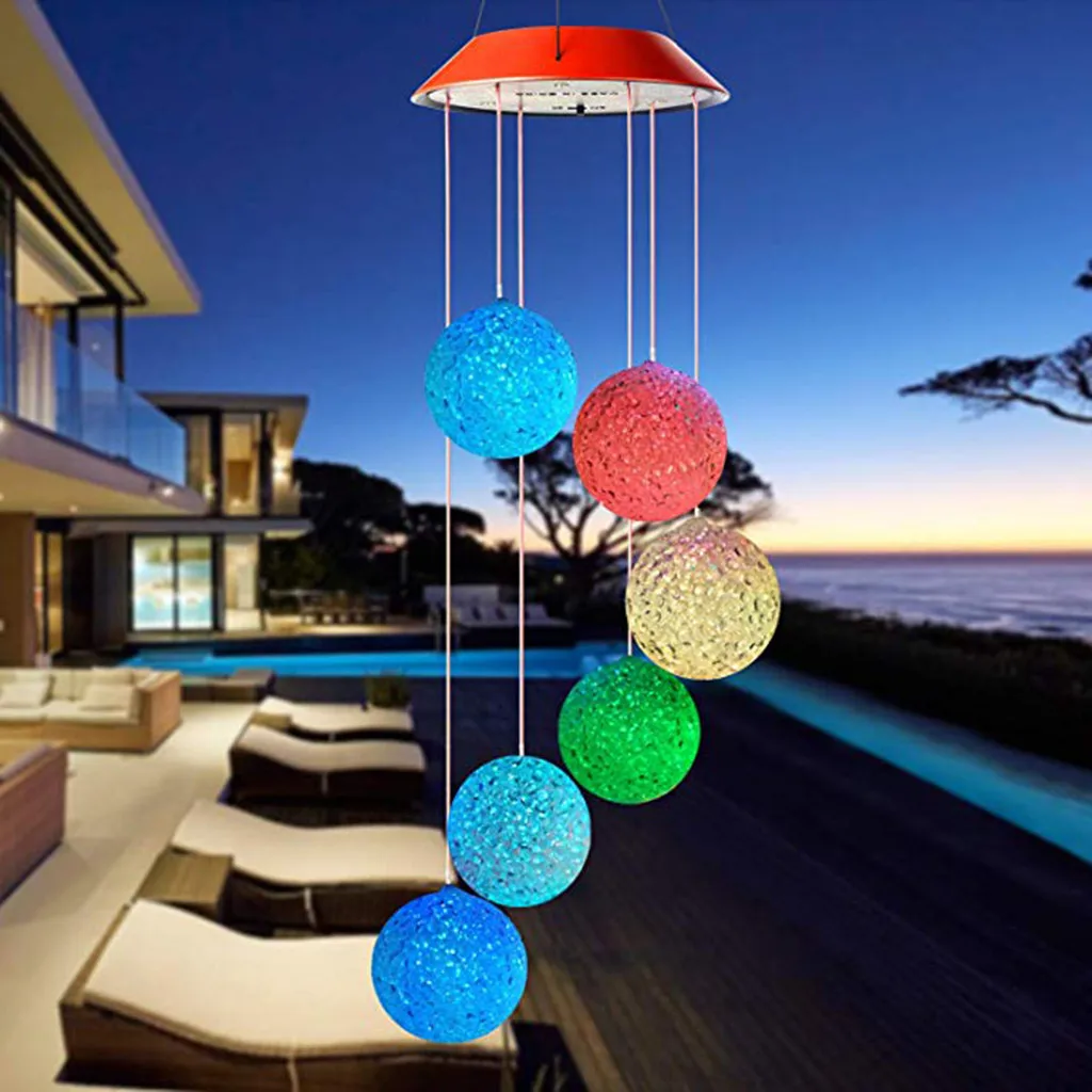 

LED Solar Powered Solar Powered Wind Chime Light LED Garden Hanging Spinner Lamp Color Changing Dropshipping