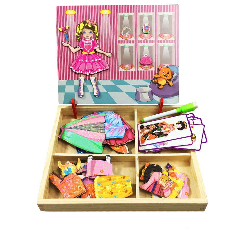princess Деревянные магнитные игрушки-головоломки, 3D головоломка, фигурка/животное/транспортное средство/цирк, доска для рисования, Обучающие деревянные игрушки для детей, подарок на день рождения - Цвет: princess