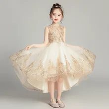 Girl's Wedding Party Foreign-style Petticoat Dresses Children's Birthday Show Wedding Dresses Little Girl's Piano Show Dresses