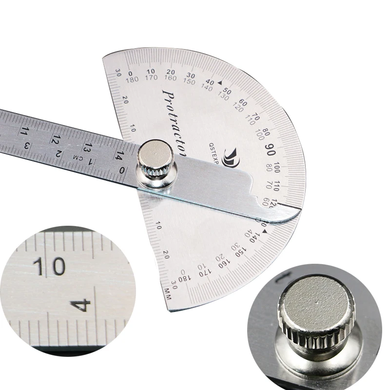 Stainless Steel 180 degree Protractor Angle Finder with 4 Inch Arm Measuring Ruler Toolin