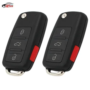 

KEYECU 2 Pcs/lot Keyless Go Function Flip Remote Car Key Fob 3-1 Button 315MHz /433MHz ID46 for Volkswagen Touareg 2002-2010